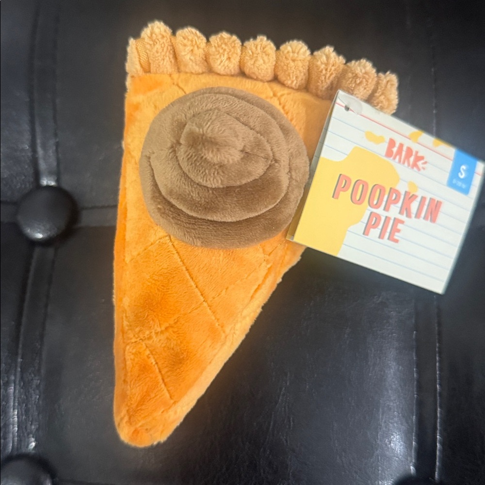 New Barkbox Poopkin Pie Small Bark Dog Plush Stuffed Crinkle Squeaky Toy